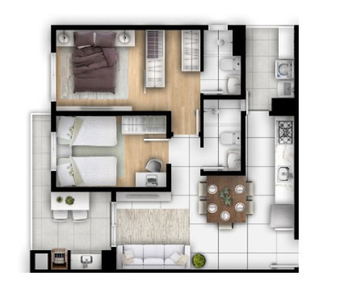 Imagem Apartamento com 2 Quartos à Venda, 62 m² em Boa Vista - Curitiba Imagem Apartamento com 2 Quartos à Venda, 62 m² em Boa Vista - Curitiba
