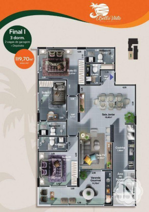 Imagem Apartamento com 3 Quartos à Venda, 119 m² em Centro - Itanhaém Imagem Apartamento com 3 Quartos à Venda, 119 m² em Centro - Itanhaém