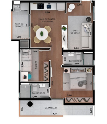 Imagem Apartamento com 2 Quartos à Venda, 73 m² em Boa Vista - Curitiba