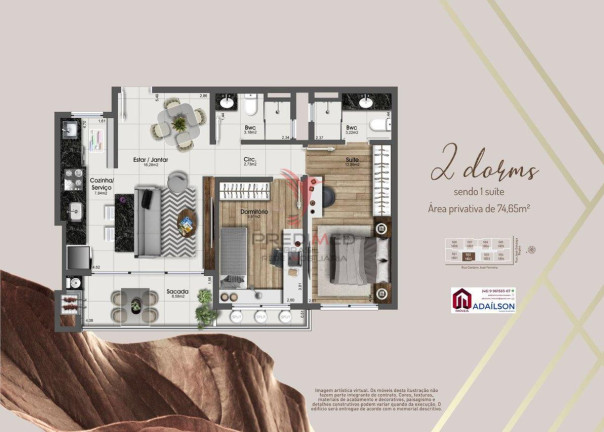 Imagem Apartamento com 2 Quartos à Venda, 7.405 m² em Kobrasol - São José Imagem Apartamento com 2 Quartos à Venda, 7.405 m² em Kobrasol - São José