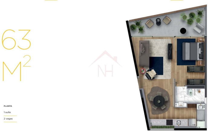 Apartamento com 1 Quarto à Venda, 63 m² em Vila Nova Conceição - São Paulo