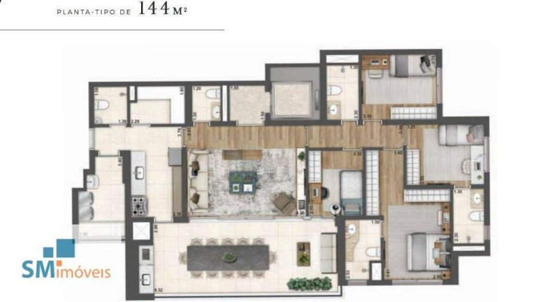 Apartamento com 3 Quartos à Venda, 144 m² em Jardim Aurélia - São Paulo