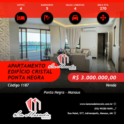 Apartamento com 4 Quartos à Venda, 270 m² em Ponta Negra - Manaus