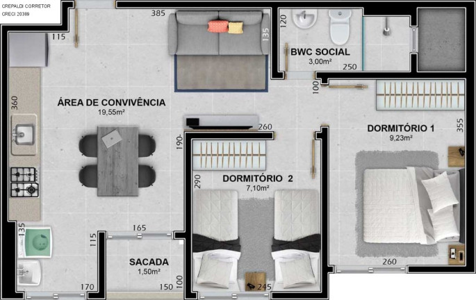 Imagem Apartamento com 2 Quartos à Venda, 47 m² em São Luís - Criciúma Imagem Apartamento com 2 Quartos à Venda, 47 m² em São Luís - Criciúma