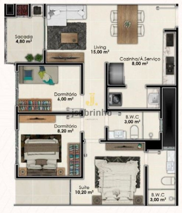 Apartamento com 2 Quartos à Venda, 67 m² em Várzea - Itapema