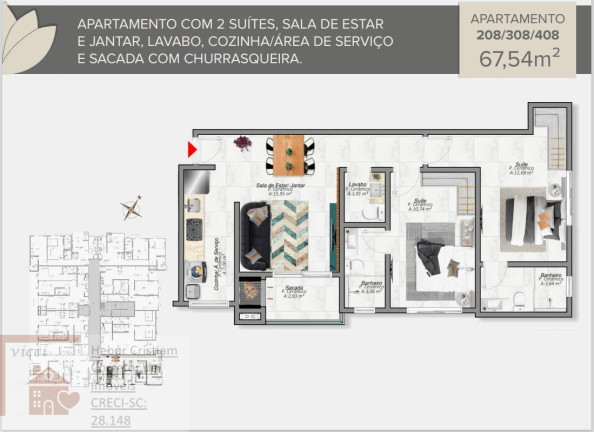 Imagem Apartamento com 2 Quartos à Venda, 72 m² em Cachoeira Do Bom Jesus - Florianópolis