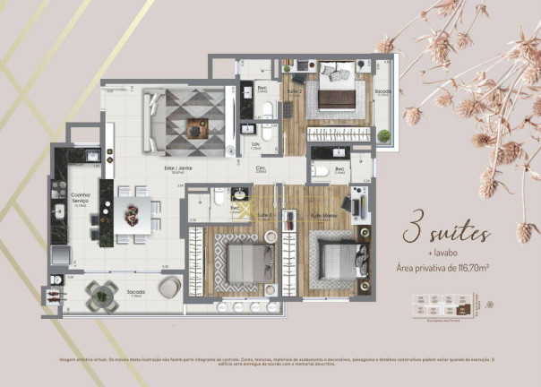 Imagem Apartamento com 3 Quartos à Venda, 116 m² em Kobrasol - São José