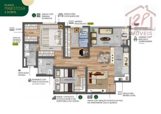 Imagem Apartamento com 3 Quartos à Venda, 75 m² em Parque Industrial - São José Dos Campos