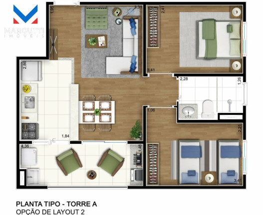 Imagem Apartamento com 2 Quartos à Venda, 52 m² em Catharina Zanaga - Americana Imagem Apartamento com 2 Quartos à Venda, 52 m² em Catharina Zanaga - Americana
