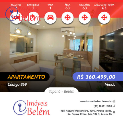 Imagem Apartamento com 3 Quartos à Venda, 63 m² em Tapanã  - Belém