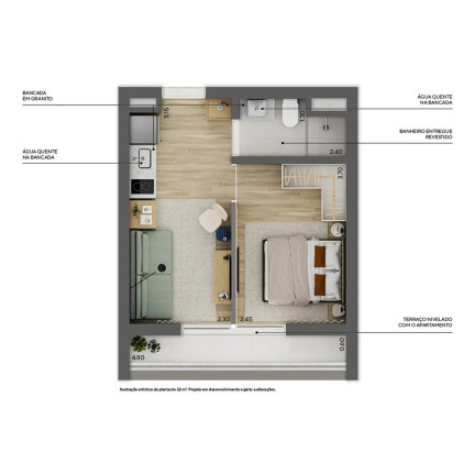 Imagem Apartamento com 1 Quarto à Venda, 28 m² em Higienópolis - São Paulo