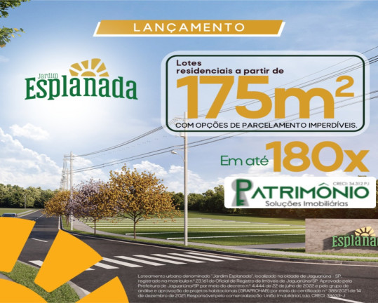 Terreno à Venda, 175 m² em Esplanada - Jaguariúna