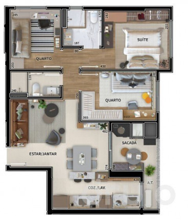 Imagem Apartamento com 3 Quartos à Venda, 74 m² em Novo Mundo - Curitiba Imagem Apartamento com 3 Quartos à Venda, 74 m² em Novo Mundo - Curitiba