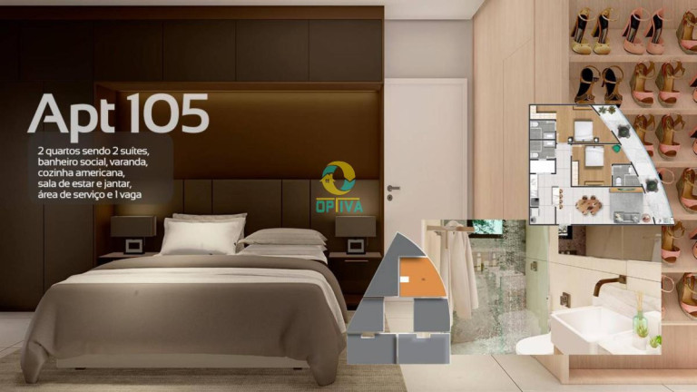 Imagem Apartamento com 2 Quartos à Venda, 74 m²