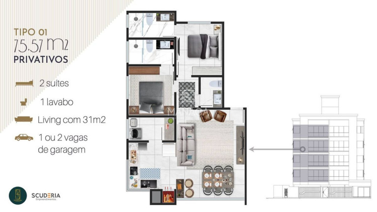 Imagem Apartamento com 2 Quartos à Venda, 70 m² em Itajuba - Barra Velha Imagem Apartamento com 2 Quartos à Venda, 70 m² em Itajuba - Barra Velha