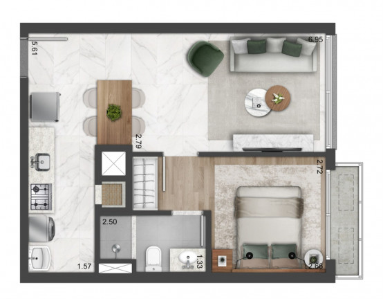 Imagem Imóvel com 1 Quarto à Venda, 44 m² em Mont Serrat - Porto Alegre
