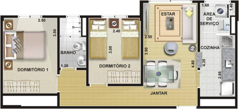 Imagem Apartamento com 2 Quartos à Venda, 48 m² Imagem Apartamento com 2 Quartos à Venda, 48 m²