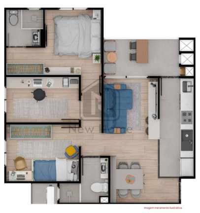 Imagem Imóvel com 2 Quartos à Venda, 54 m² em Cancelli - Cascavel