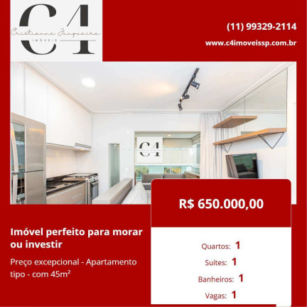 Apartamento com 1 Quarto à Venda, 45 m² em Bela Vista - São Paulo