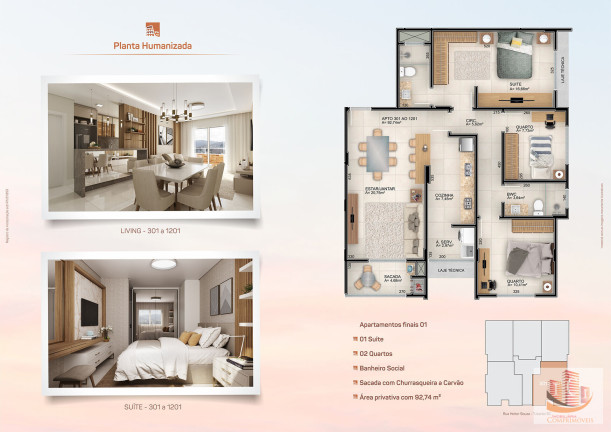 Imagem Apartamento com 3 Quartos à Venda, 92 m² em Vila Moema - Tubarão Imagem Apartamento com 3 Quartos à Venda, 92 m² em Vila Moema - Tubarão