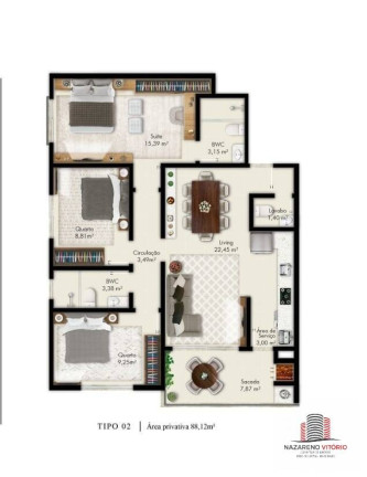 Imagem Apartamento com 2 Quartos à Venda, 68 m² em Pagani - Palhoça