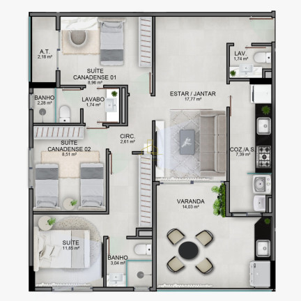 Imagem Imóvel com 3 Quartos à Venda, 86 m² em Jardim Camburi - Vitória
