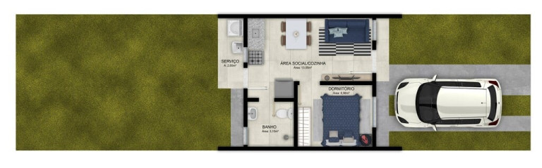 Imagem Casa de Condomínio com 1 Quarto à Venda, 33 m² em Piratini - Alvorada Imagem Casa de Condomínio com 1 Quarto à Venda, 33 m² em Piratini - Alvorada
