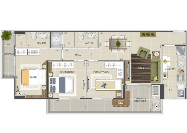 Imagem Apartamento com 2 Quartos à Venda, 66 m² em Tupi - Praia Grande