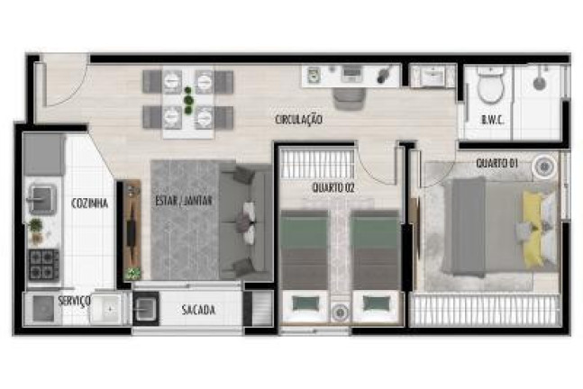 Imagem Apartamento com 2 Quartos à Venda, 44 m² em água Verde - Curitiba Imagem Apartamento com 2 Quartos à Venda, 44 m² em água Verde - Curitiba