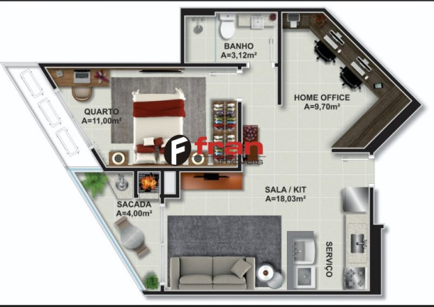 Imagem Apartamento com 1 Quarto à Venda, 53 m² em Itacorubi - Florianópolis