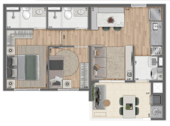 Imagem Apartamento com 2 Quartos à Venda, 54 m² Imagem Apartamento com 2 Quartos à Venda, 54 m²