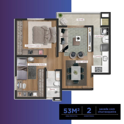 Imagem Apartamento com 2 Quartos à Venda, 53 m² em Rio Branco - Caxias Do Sul
