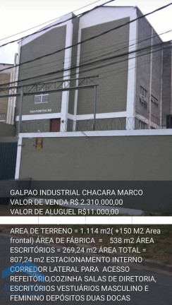 Galpão à Venda, 538 m² em Chácaras Marco - Barueri
