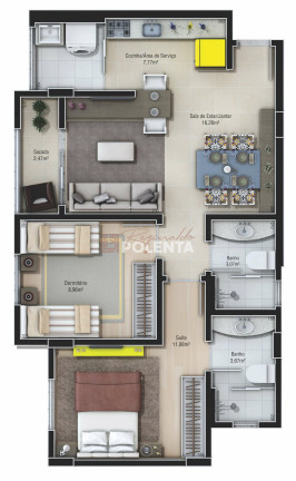 Imagem Apartamento com 2 Quartos à Venda, 63 m² em Santa Catarina - Criciúma