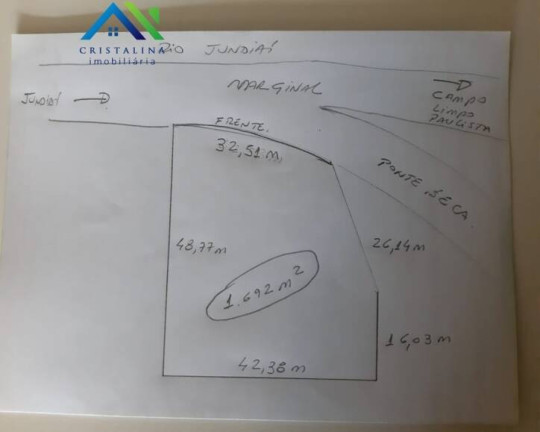 Terreno à Venda, 1.692 m² em Ponte Seca - Várzea Paulista