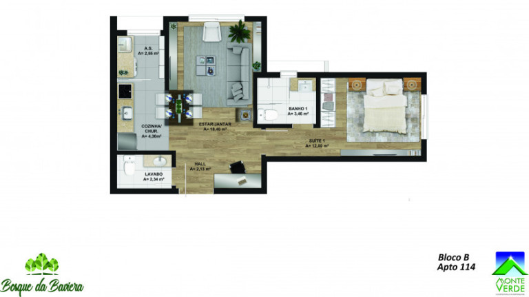 Imagem Apartamento com 1 Quarto à Venda, 50 m² em Bavaria - Gramado Imagem Apartamento com 1 Quarto à Venda, 50 m² em Bavaria - Gramado