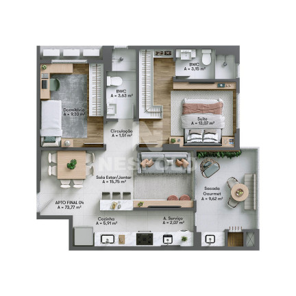 Imagem Apartamento com 1 Quarto à Venda, 74 m² em Fazenda - Itajai