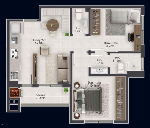 Imagem Apartamento com 2 Quartos à Venda, 65 m² em Passa Vinte - Palhoça