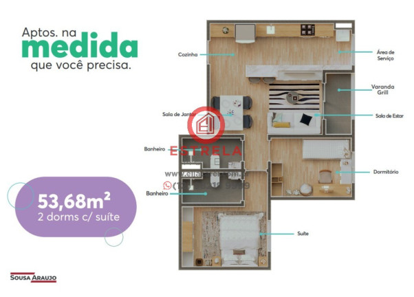 Imagem Imóvel com 2 Quartos à Venda, 52 m² em Centro - Jacareí