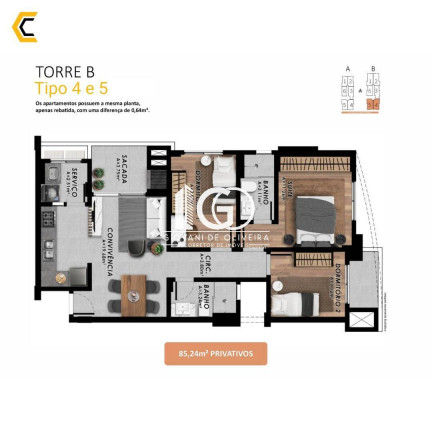 Imagem Apartamento com 3 Quartos à Venda, 81 m² em Michel - Criciúma
