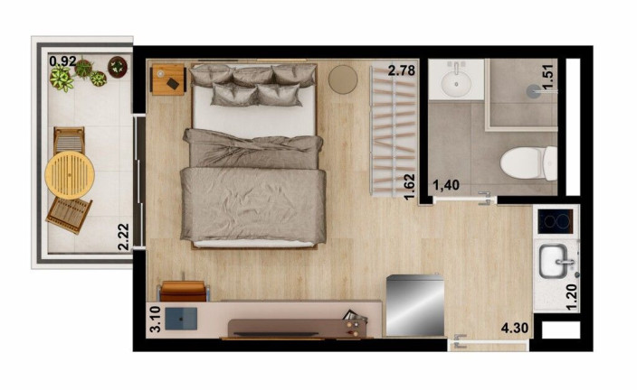 Imagem Studio com 1 Quarto à Venda, 20 m² em Vila Clementino - São Paulo