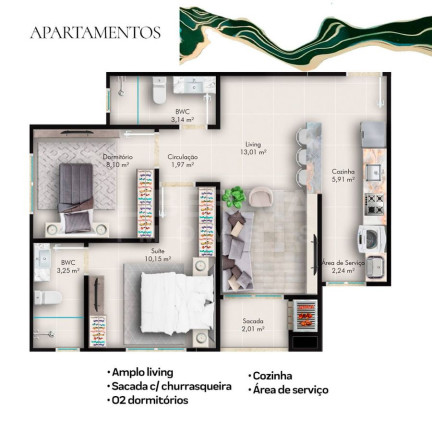 Imagem Apartamento com 1 Quarto à Venda, 52 m² em São Vicente - Itajaí Imagem Apartamento com 1 Quarto à Venda, 52 m² em São Vicente - Itajaí