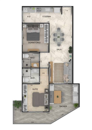 Imagem Apartamento com 2 Quartos à Venda, 77 m² em Mirim - Praia Grande