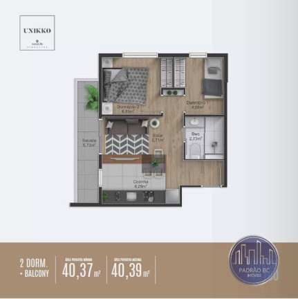 Foto do imóvel Apartamento à Venda, 40 m² em Rebouças - Curitiba Foto do imóvel Apartamento à Venda, 40 m² em Rebouças - Curitiba