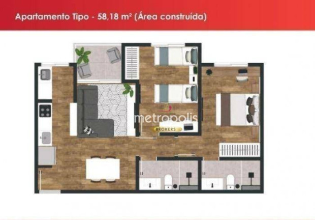 Imagem Apartamento com 2 Quartos à Venda, 58 m² em Osvaldo Cruz - São Caetano Do Sul