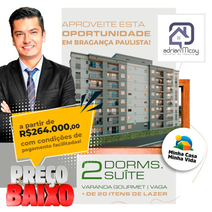 Apartamento com 2 Quartos à Venda, 54 m² em Residencial Das Ilhas - Bragança Paulista