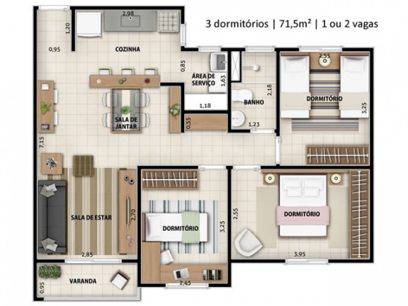 Imagem Apartamento com 3 Quartos à Venda, 71 m² em Vila Marajó - Várzea Paulista