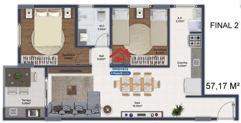 Imagem Apartamento com 2 Quartos à Venda, 57 m² em Mirim - Praia Grande Imagem Apartamento com 2 Quartos à Venda, 57 m² em Mirim - Praia Grande