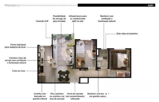 Imagem Apartamento com 2 Quartos à Venda, 45 m² em Santa Maria - Santo André