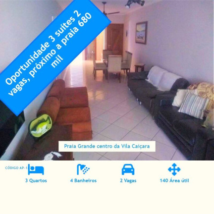 Apartamento com 3 Quartos à Venda, 140 m² em Caiçara - Praia Grande